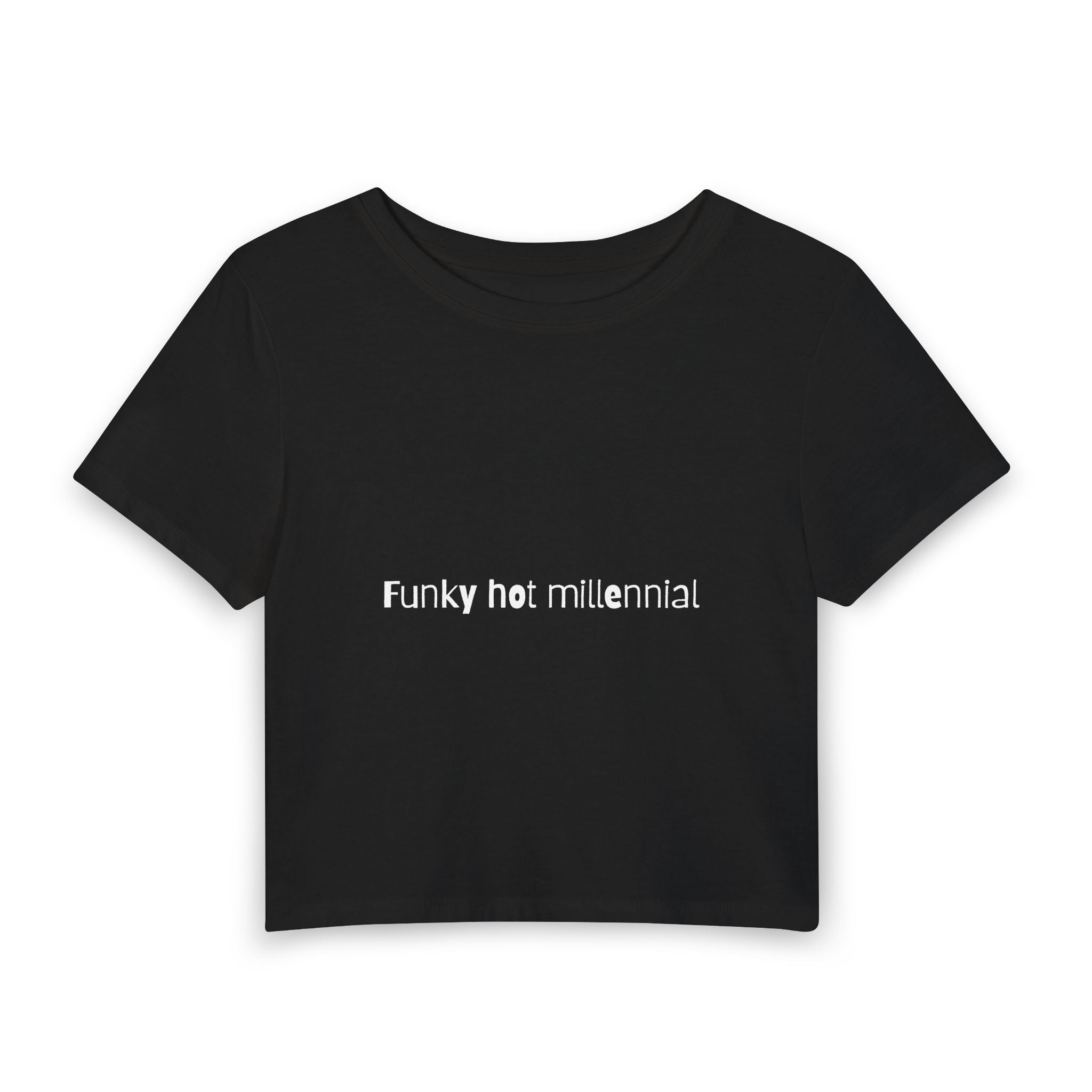 Funky Hot Millennial Baby Tee — graphic baby crop tee from Chicky Tings