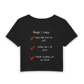 Things I Enjoy Baby Tee — graphic baby crop tee from Chicky Tings