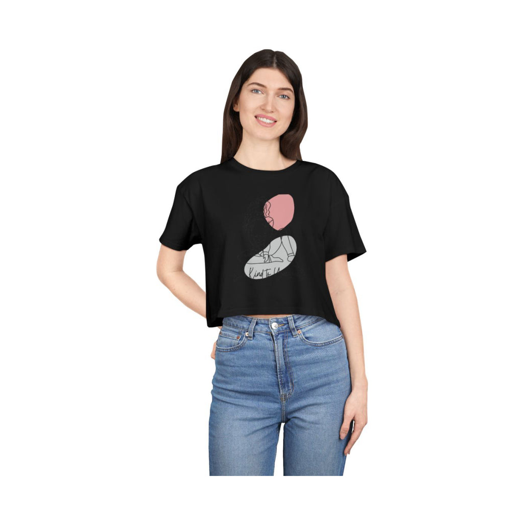Be Kind to Yourself Crop Top from Chicky Tings - self love graphic tee, positive statement shirt