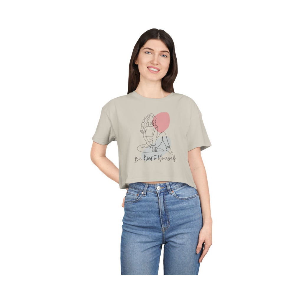 Be Kind to Yourself Crop Top from Chicky Tings - self love graphic tee, positive statement shirt