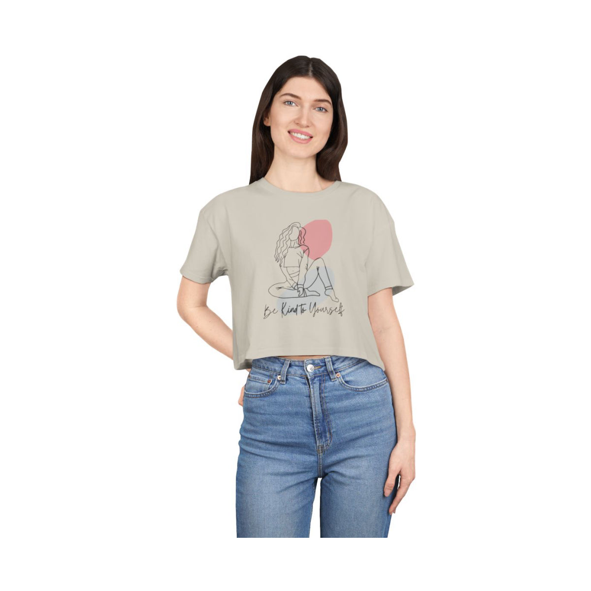 Be Kind to Yourself Crop Top from Chicky Tings - self love graphic tee, positive statement shirt