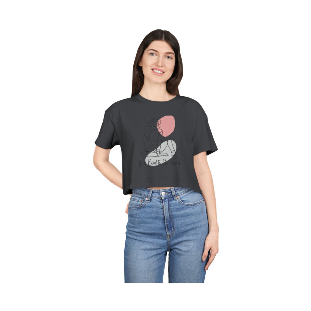 Be Kind to Yourself Crop Top from Chicky Tings - self love graphic tee, positive statement shirt