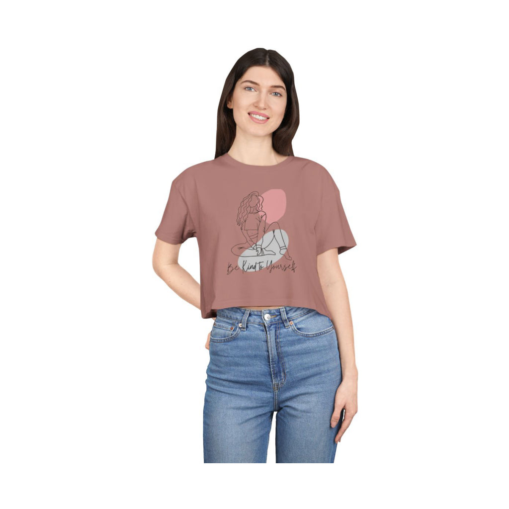 Be Kind to Yourself Crop Top from Chicky Tings - self love graphic tee, positive statement shirt