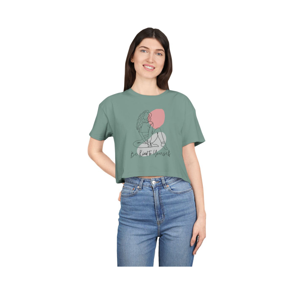 Be Kind to Yourself Crop Top from Chicky Tings - self love graphic tee, positive statement shirt