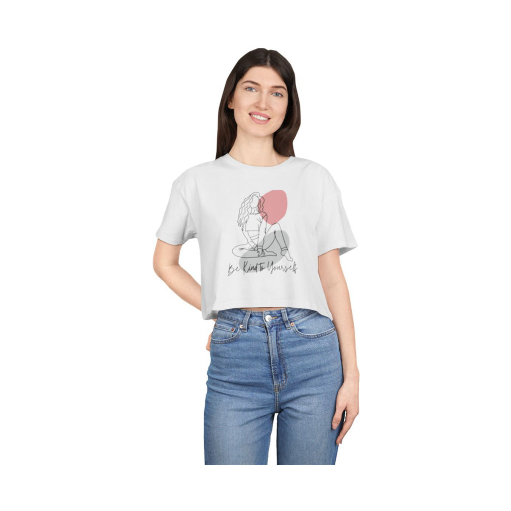 Be Kind to Yourself Crop Top from Chicky Tings - self love graphic tee, positive statement shirt