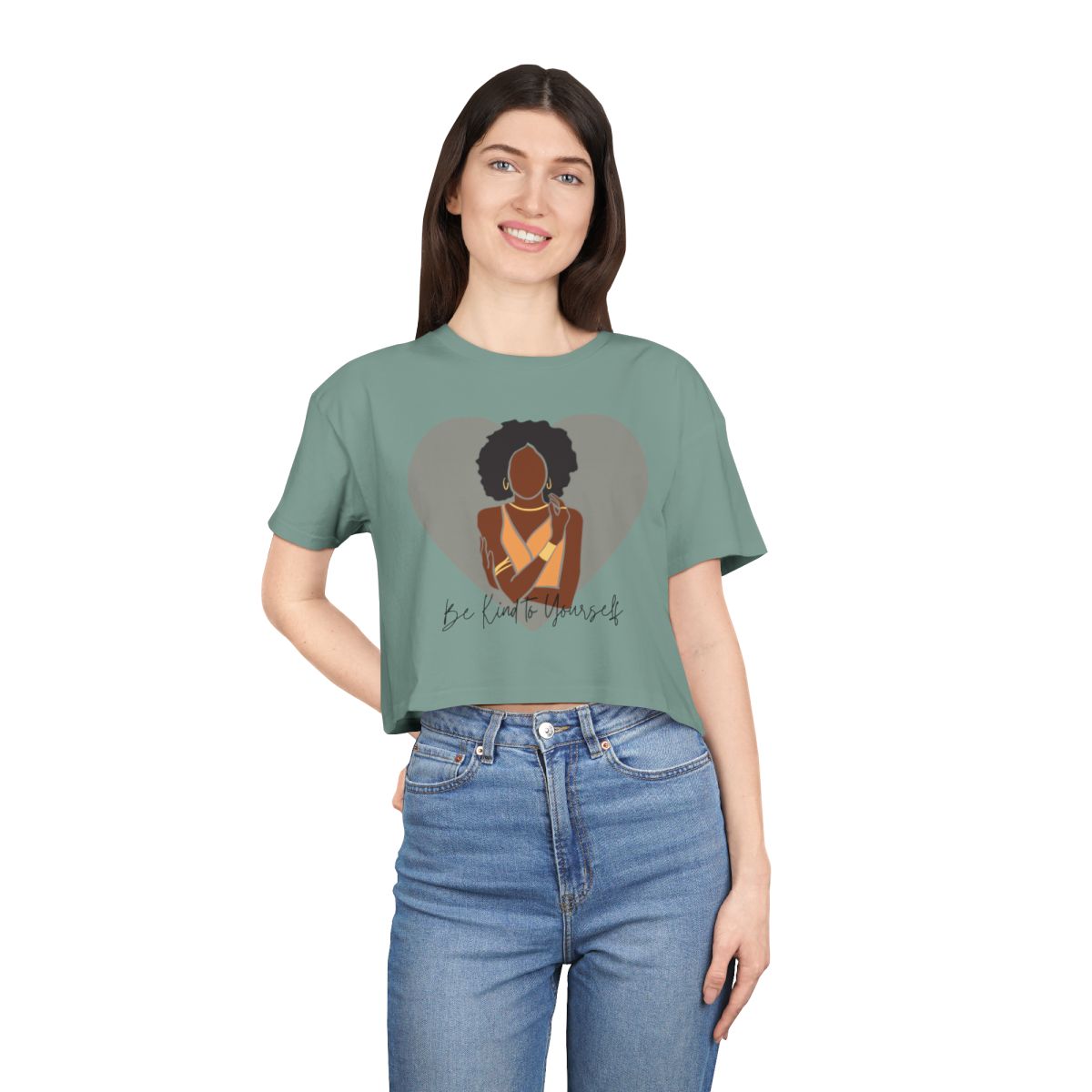 Be Kind to Yourself Crop Top from Chicky Tings - self love graphic tee, positive statement shirt