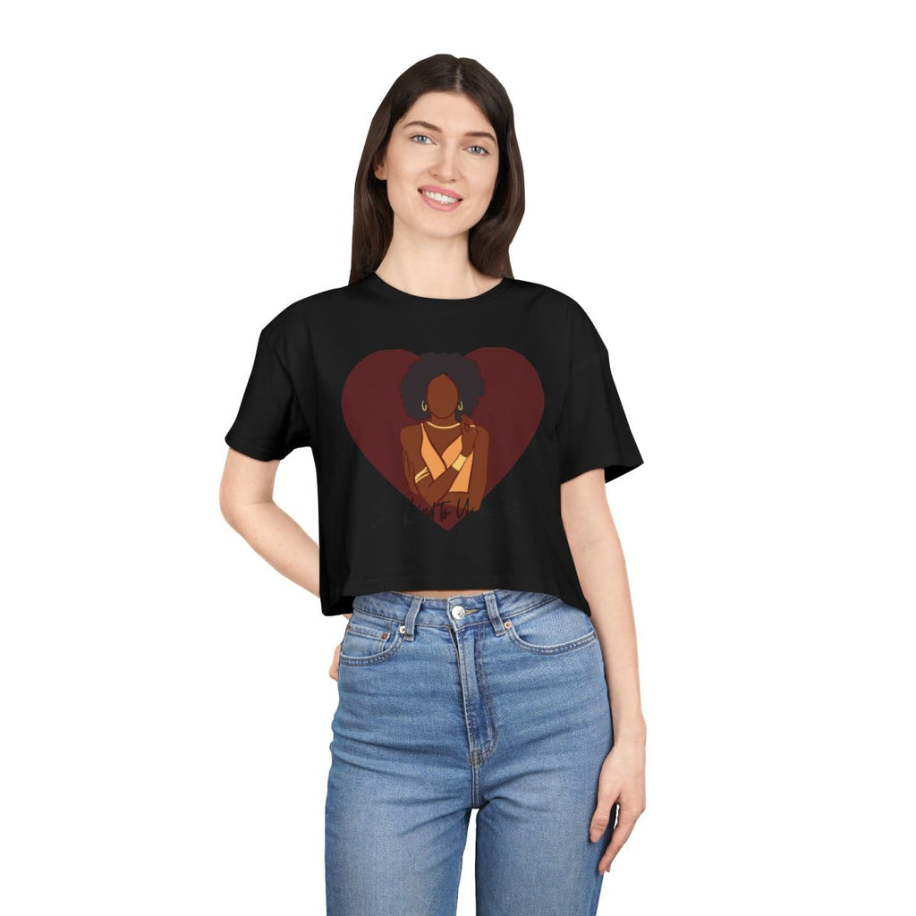 Be Kind to Yourself Crop Top from Chicky Tings - self love graphic tee, positive statement shirt