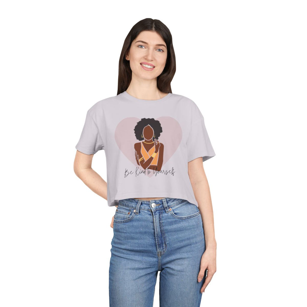 Be Kind to Yourself Crop Top from Chicky Tings - self love graphic tee, positive statement shirt