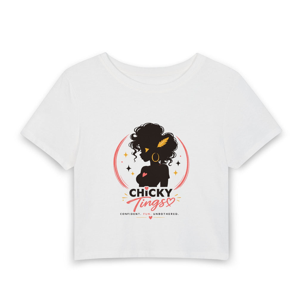 Chicky Tings Mascot Baby Tee in White, front view