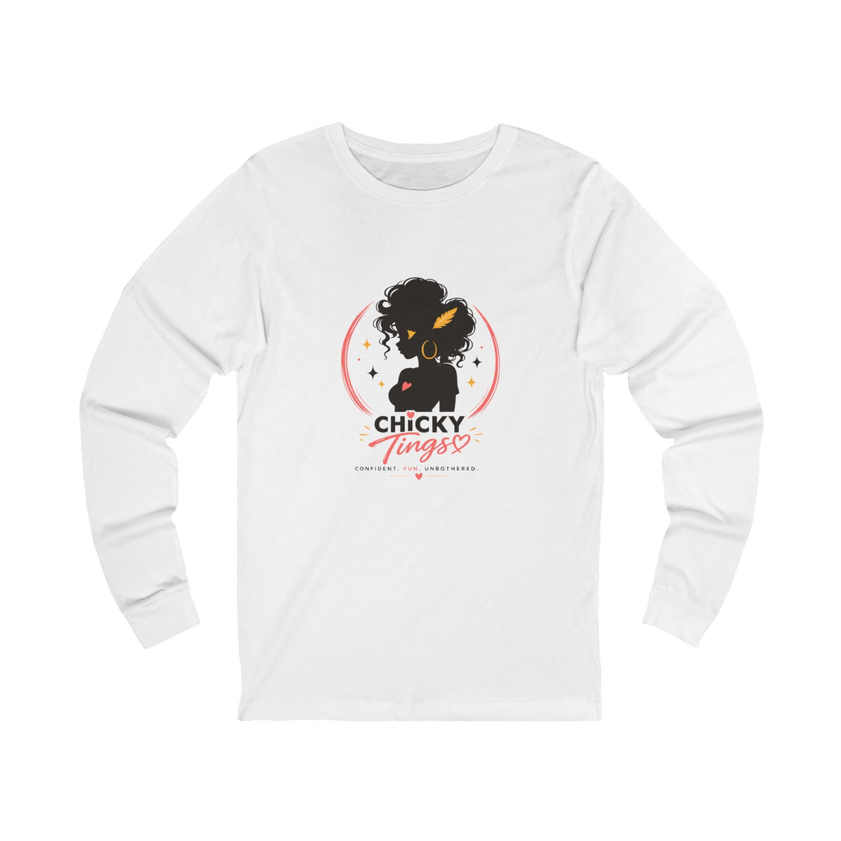 Chicky Tings Mascot Long Sleeve in White, front view