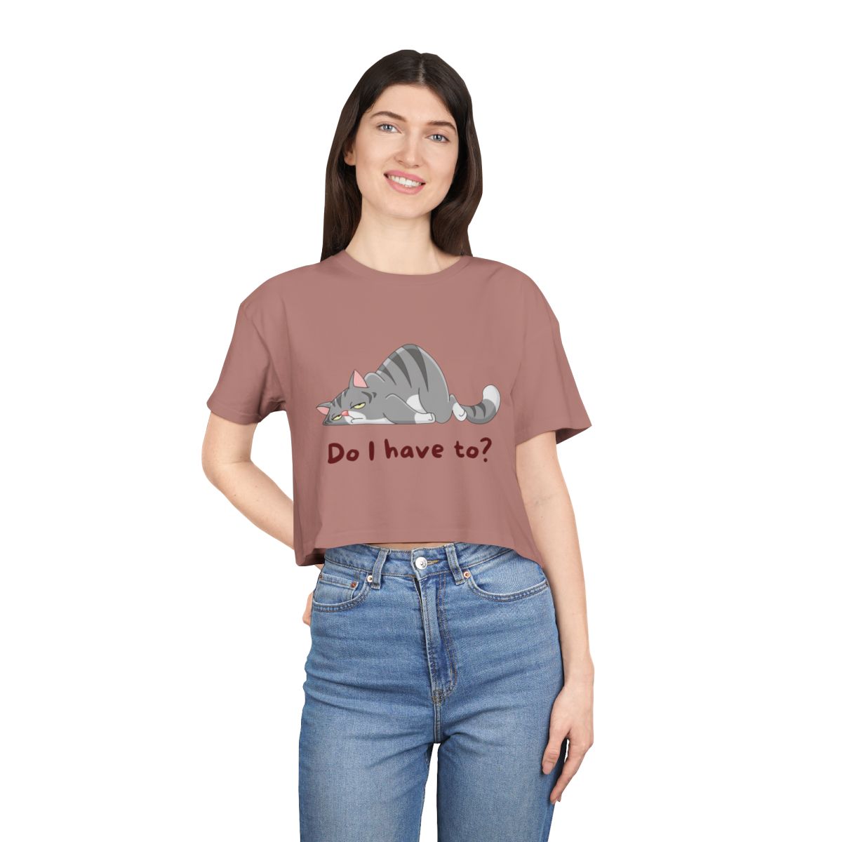 Do I Have To? Crop Top from Chicky Tings - funny cat graphic tee, introvert shirt