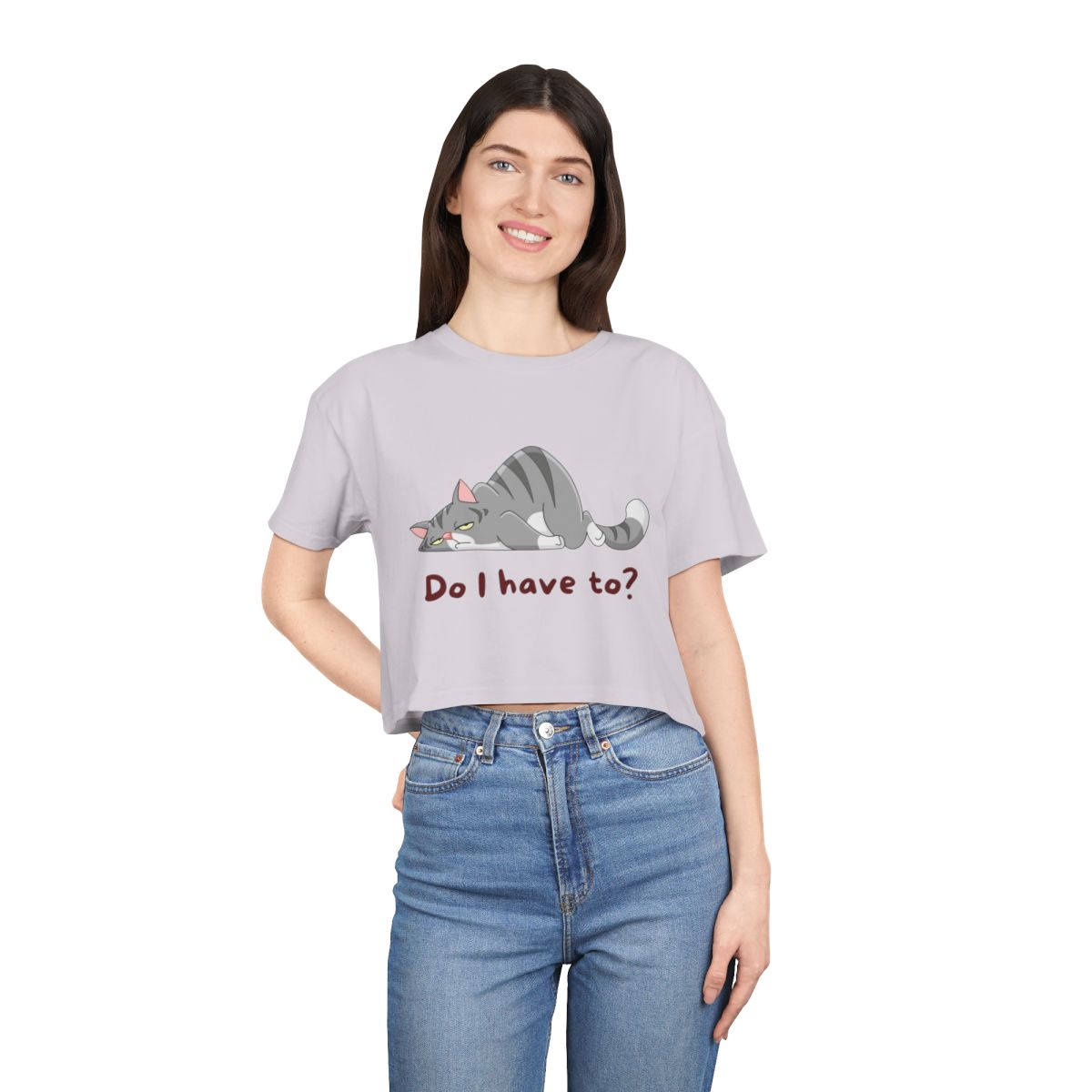 Do I Have To? Crop Top from Chicky Tings - funny cat graphic tee, introvert shirt