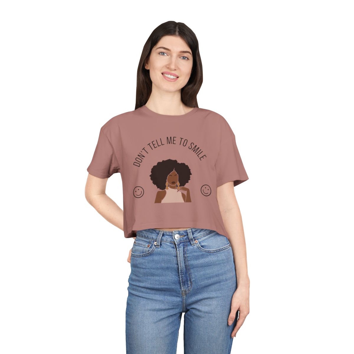 Don't Tell Me To Smile Crop Top from Chicky Tings - feminist graphic tee, do not tell me to smile shirt