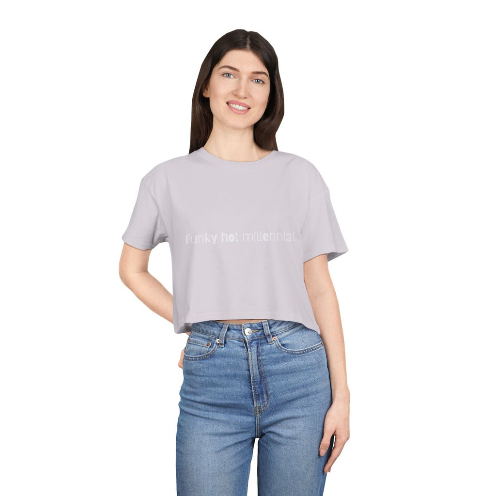 Funky Hot Millennial Crop Top from Chicky Tings - millennial graphic tee, y2k inspired shirt