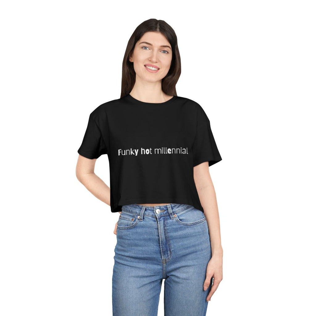 Funky Hot Millennial Crop Top from Chicky Tings - millennial graphic tee, y2k inspired shirt