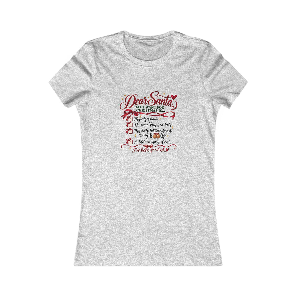 All I Want for Christmas List Tee in Gray, front view