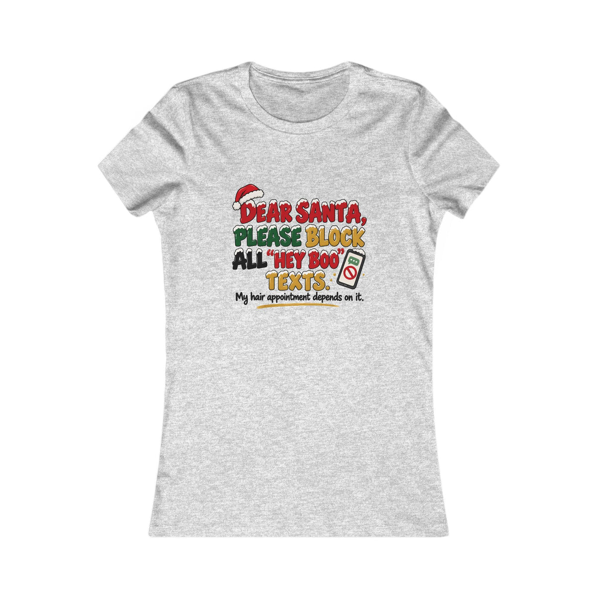 No More Hey Boo Texts Tee in Gray, front view