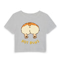 Hot Buns Baby Tee in Gray, front view