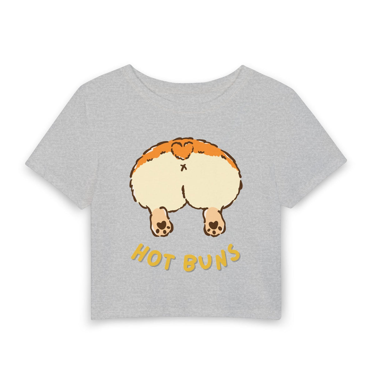 Hot Buns Baby Tee in Gray, front view