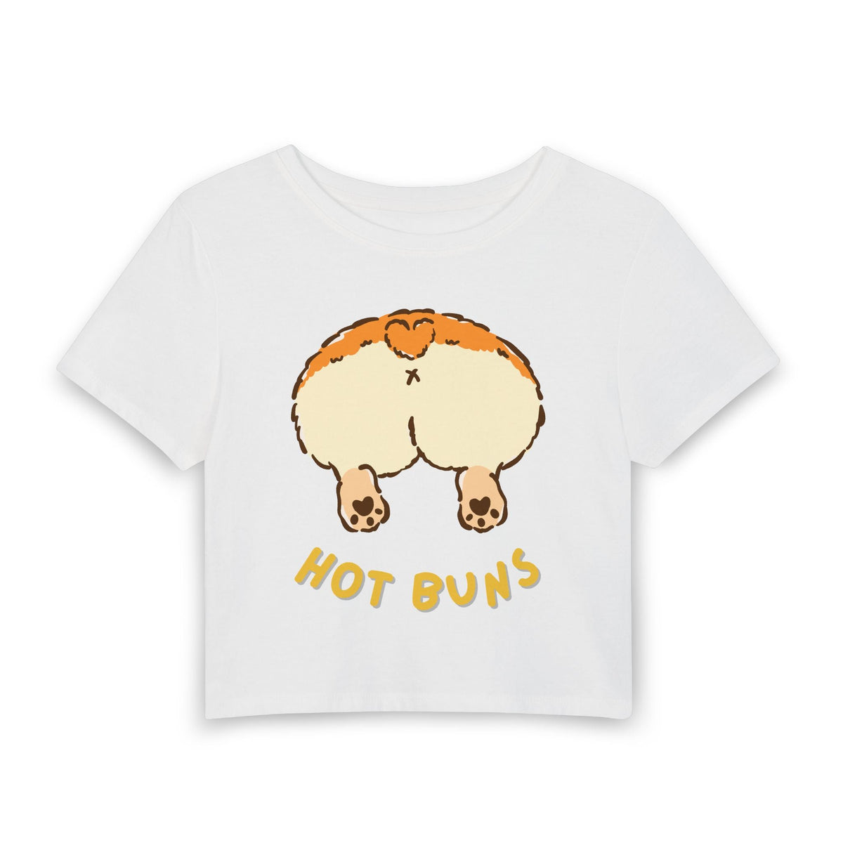 Hot Buns Baby Tee in White, front view