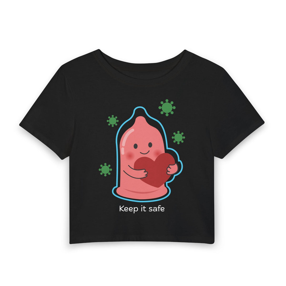 Keep It Safe Baby Tee in Black, front view