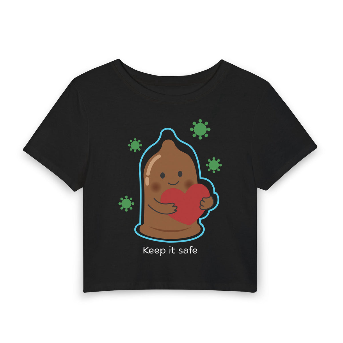 Keep It Safe — Brown Baby Tee in Black, front view