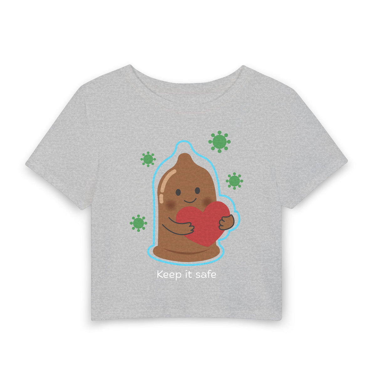 Keep It Safe — Brown Baby Tee in Gray, front view