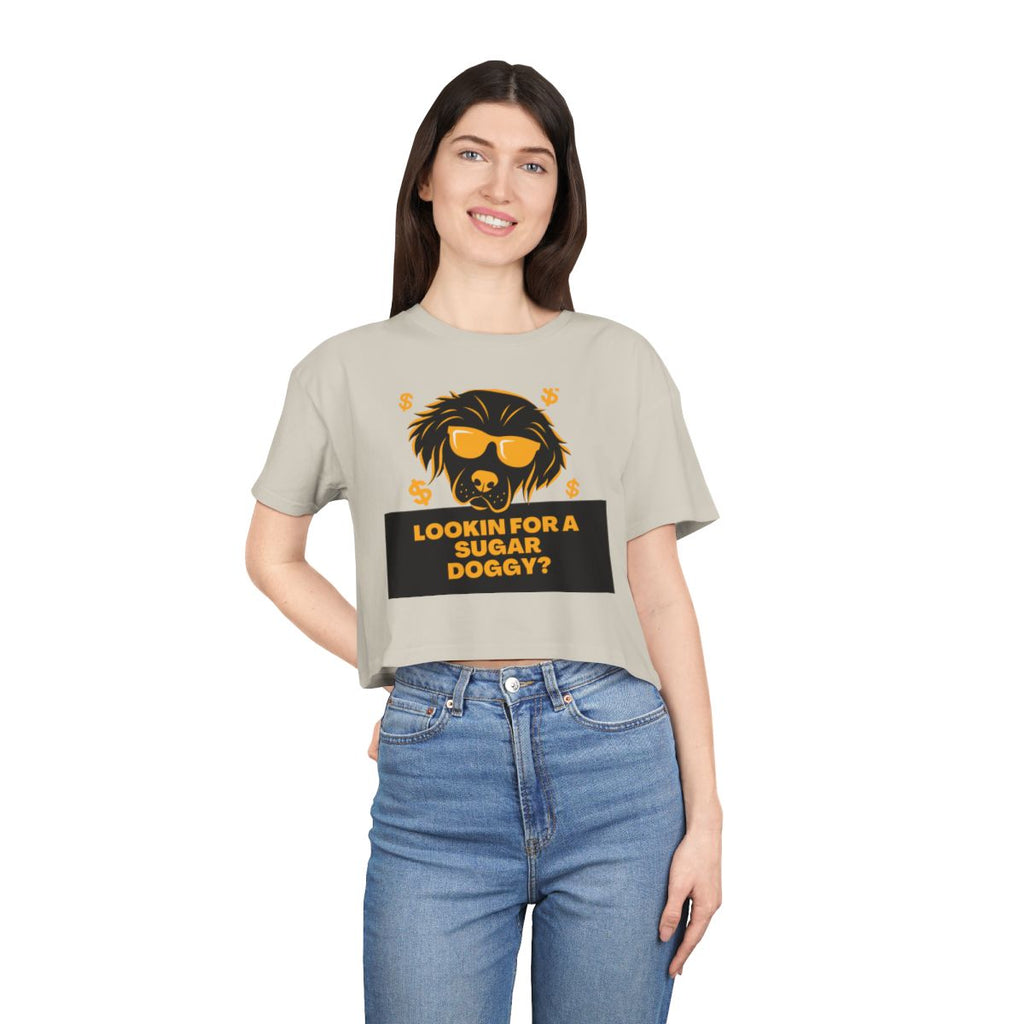 Lookin for a Sugar Doggy Crop Top from Chicky Tings - funny dog graphic tee, cheeky shirt