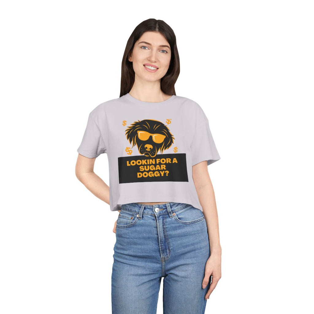 Lookin for a Sugar Doggy Crop Top from Chicky Tings - funny dog graphic tee, cheeky shirt
