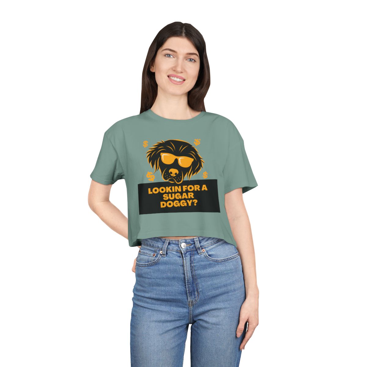 Lookin for a Sugar Doggy Crop Top from Chicky Tings - funny dog graphic tee, cheeky shirt