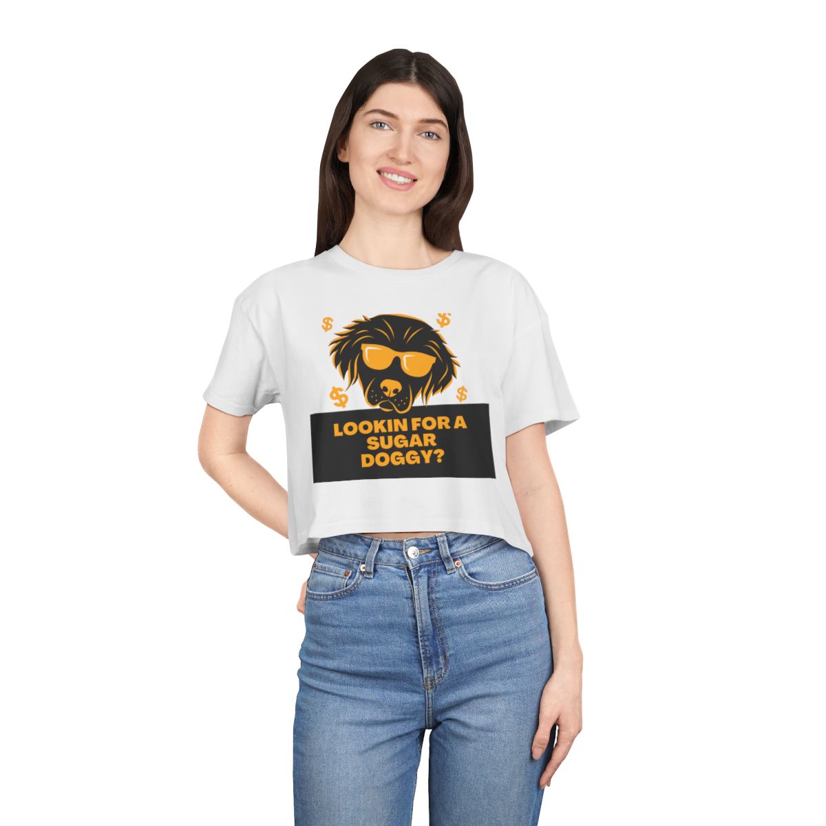 Lookin for a Sugar Doggy Crop Top from Chicky Tings - funny dog graphic tee, cheeky shirt