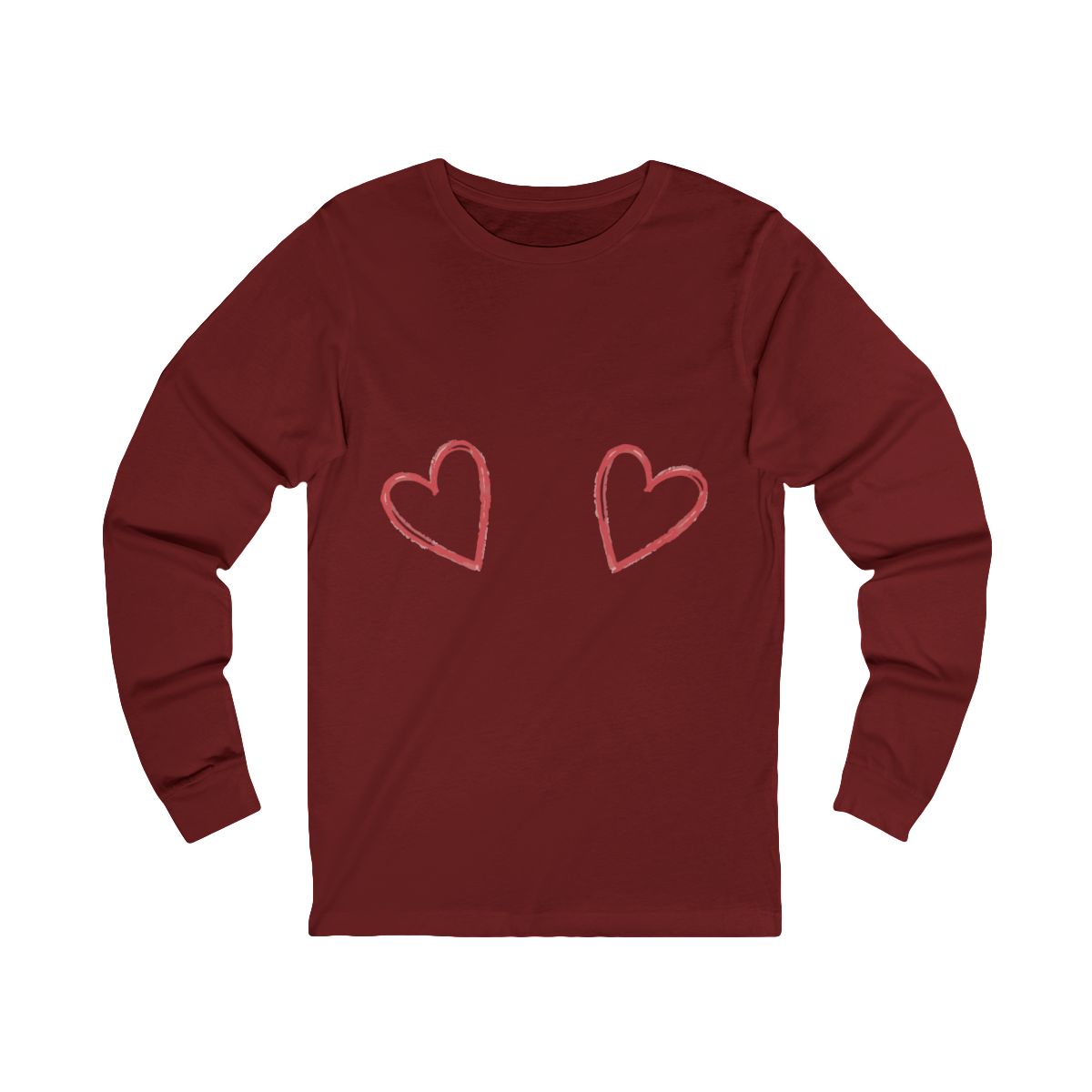 Love Me Long Sleeve from Chicky Tings - heart graphic tee, cute love shirt