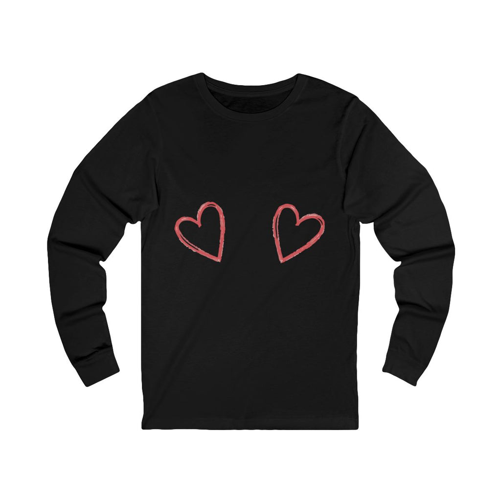 Love Me Long Sleeve from Chicky Tings - heart graphic tee, cute love shirt
