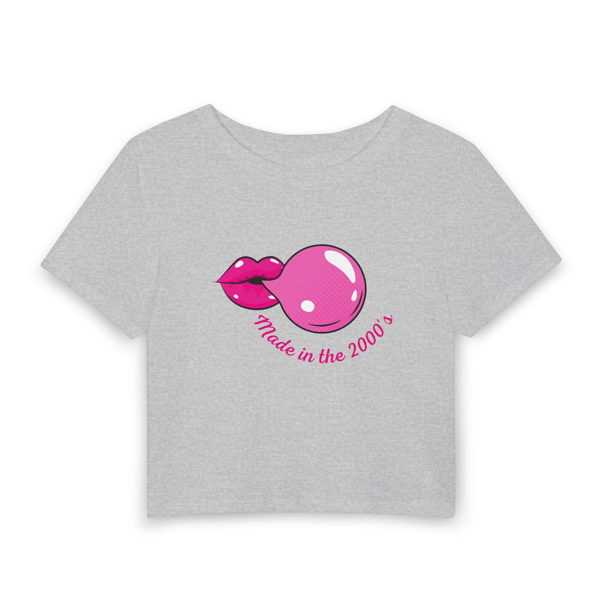 Made in the 2000s Baby Tee in Gray, front view
