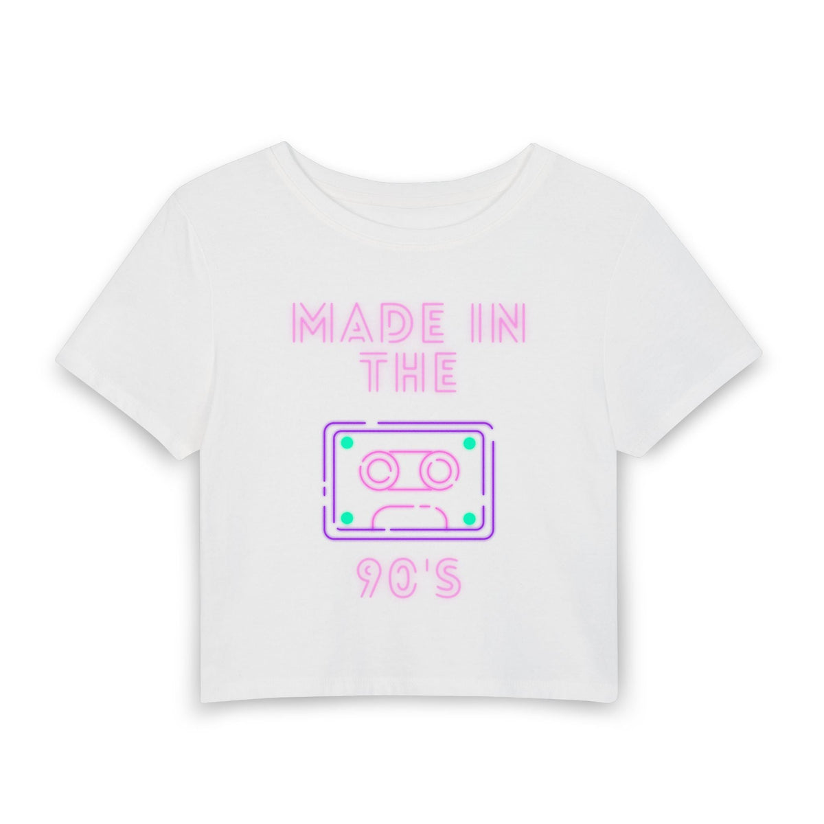 Made in the 90’s Baby Tee in White, front view