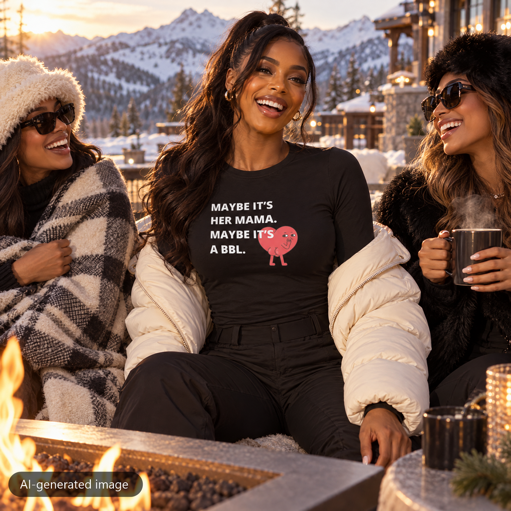 Model wearing the Maybe It's a BBL long sleeve (AI-generated image)