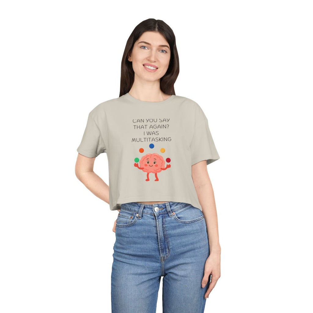 Multitasking Brain Crop Top from Chicky Tings - funny brain graphic tee, multitasking shirt