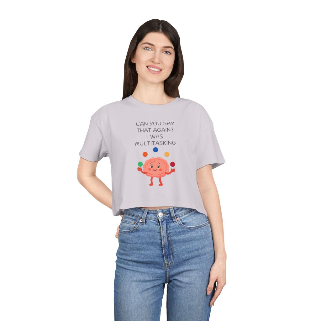 Multitasking Brain Crop Top from Chicky Tings - funny brain graphic tee, multitasking shirt