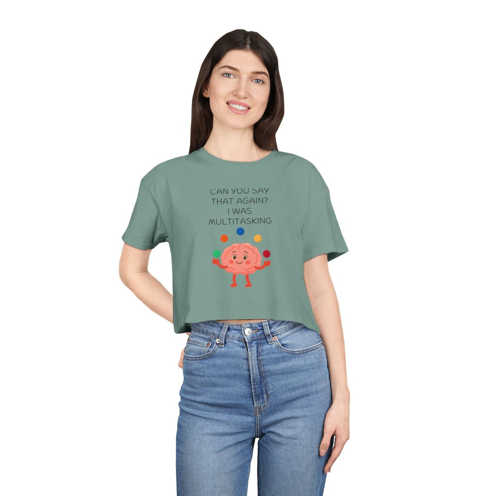 Multitasking Brain Crop Top from Chicky Tings - funny brain graphic tee, multitasking shirt