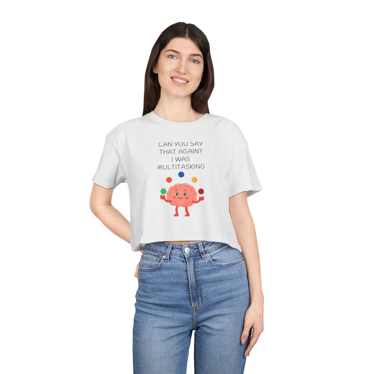 Multitasking Brain Crop Top from Chicky Tings - funny brain graphic tee, multitasking shirt