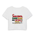 No More Hey Boo Texts Baby Tee in White, front view