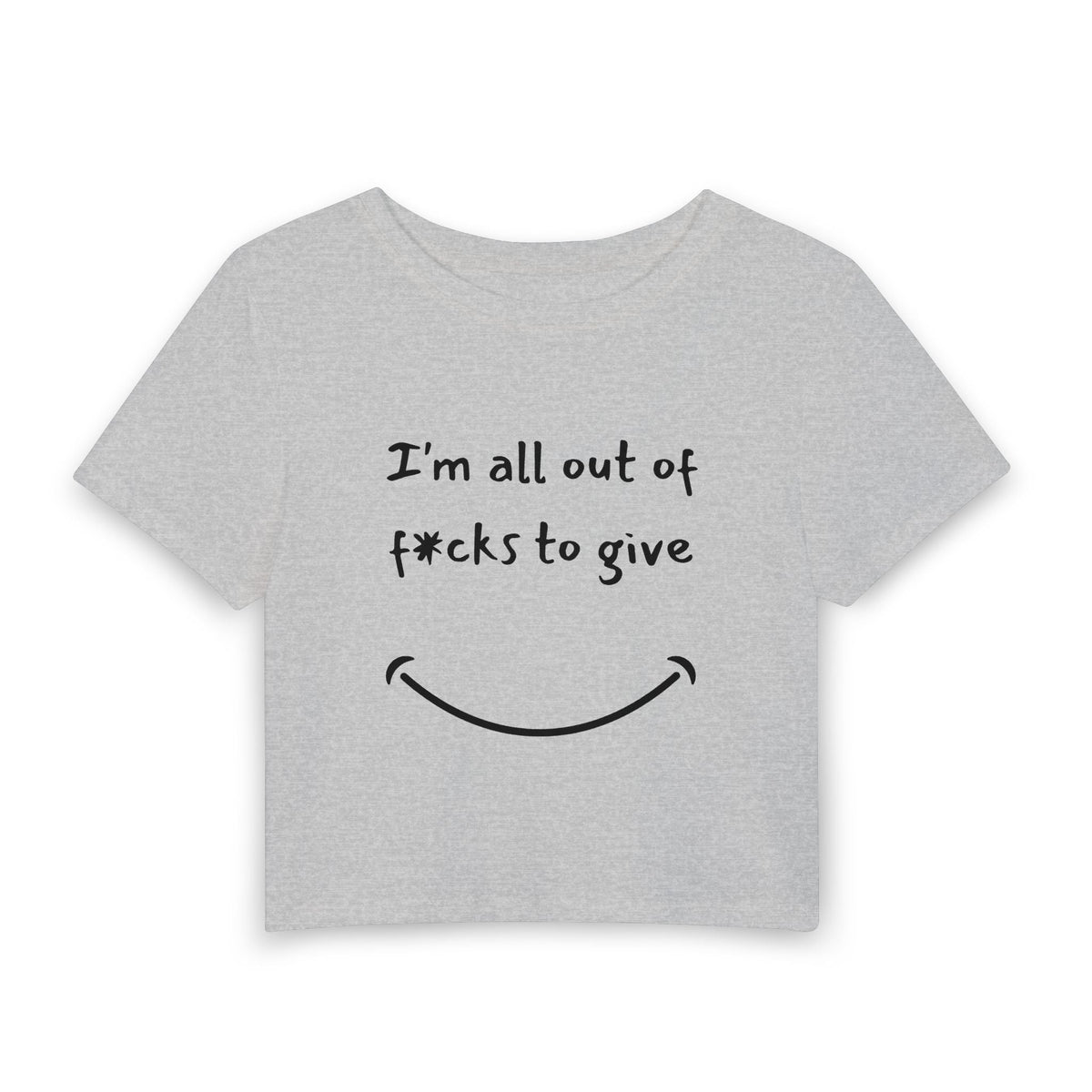 Out Of F*cks to Give Baby Tee in Gray, front view