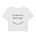Out Of F*cks to Give Baby Tee in White, front view