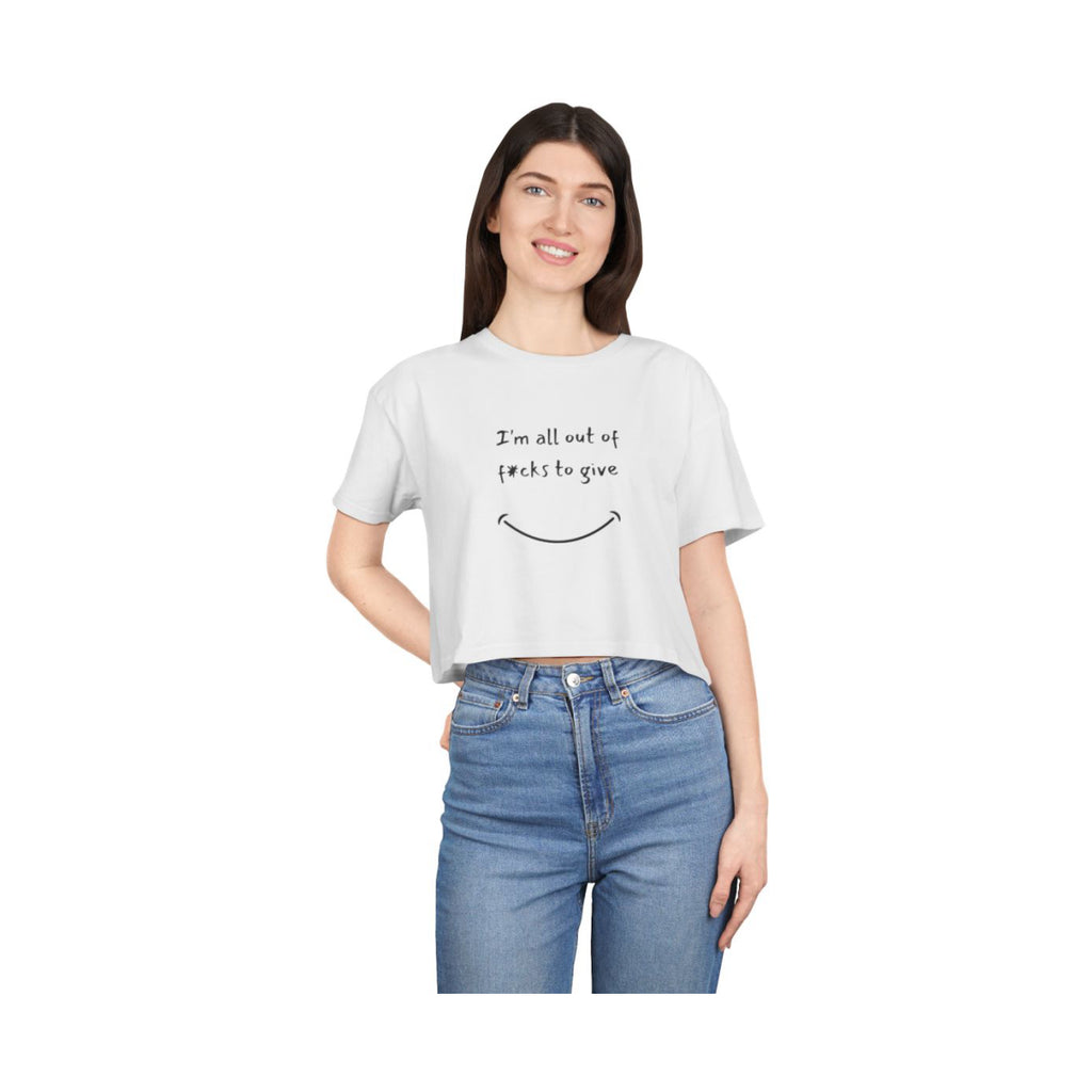 Out Of F*cks to Give Crop Top from Chicky Tings - funny statement tee, sarcastic graphic shirt