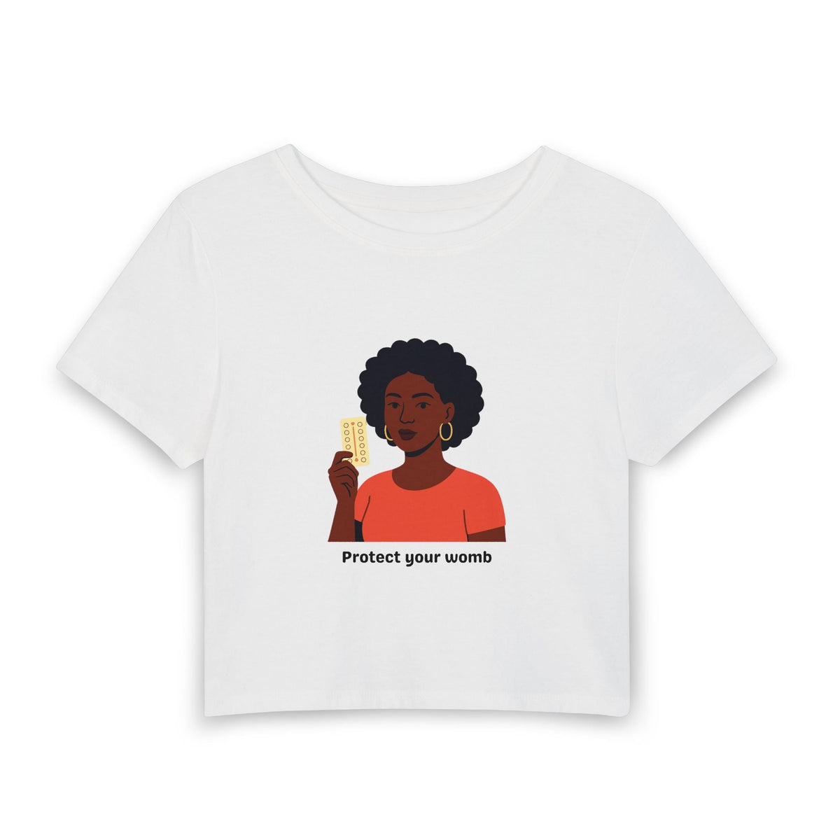 Protect Your Womb Baby Tee in White, front view
