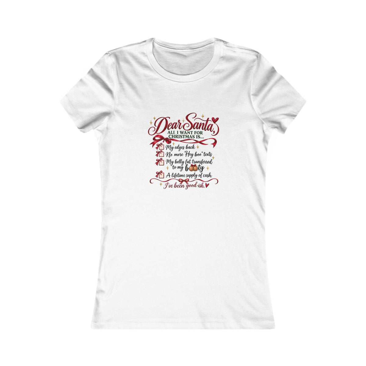 All I Want for Christmas List Tee in White, front view