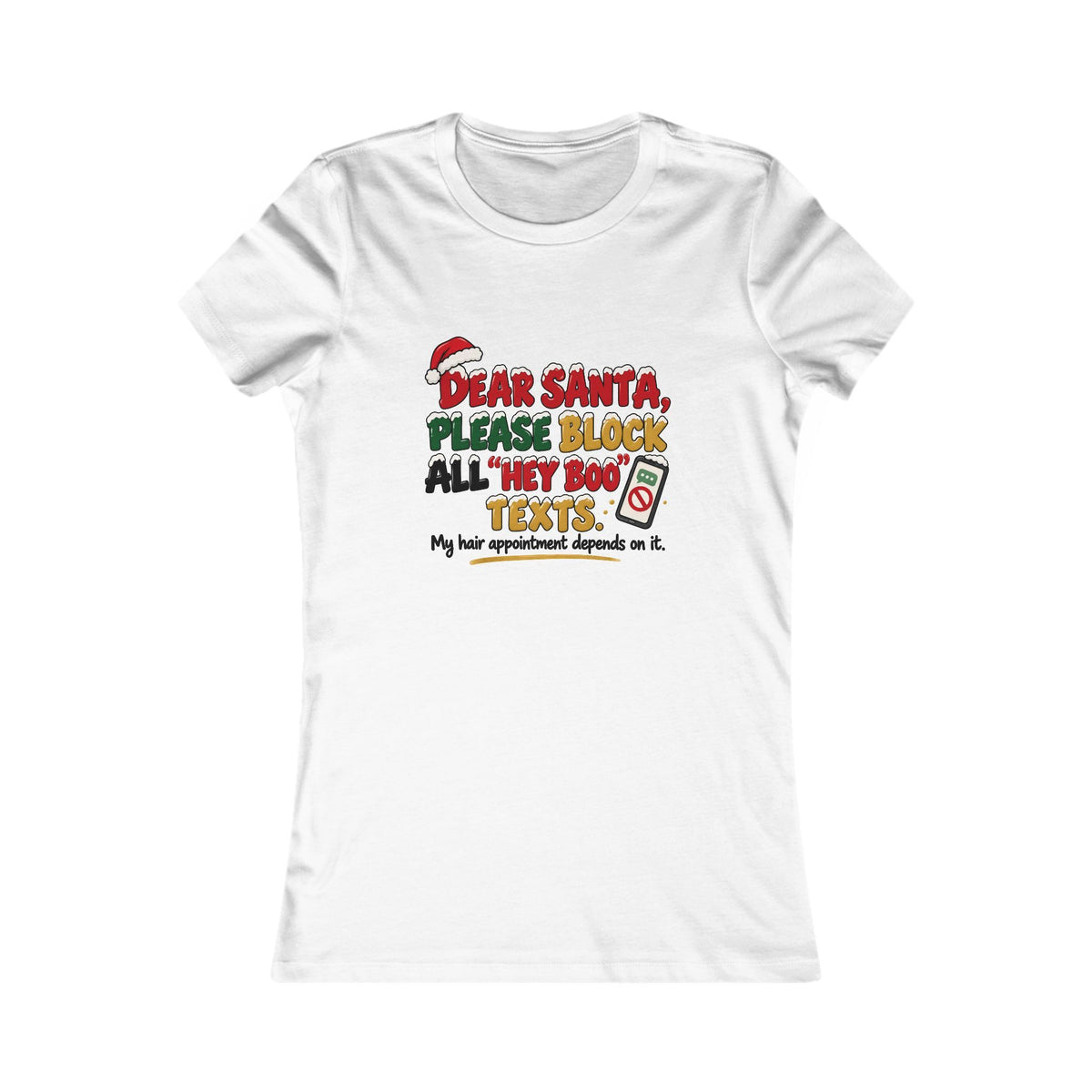 No More Hey Boo Texts Tee in White, front view