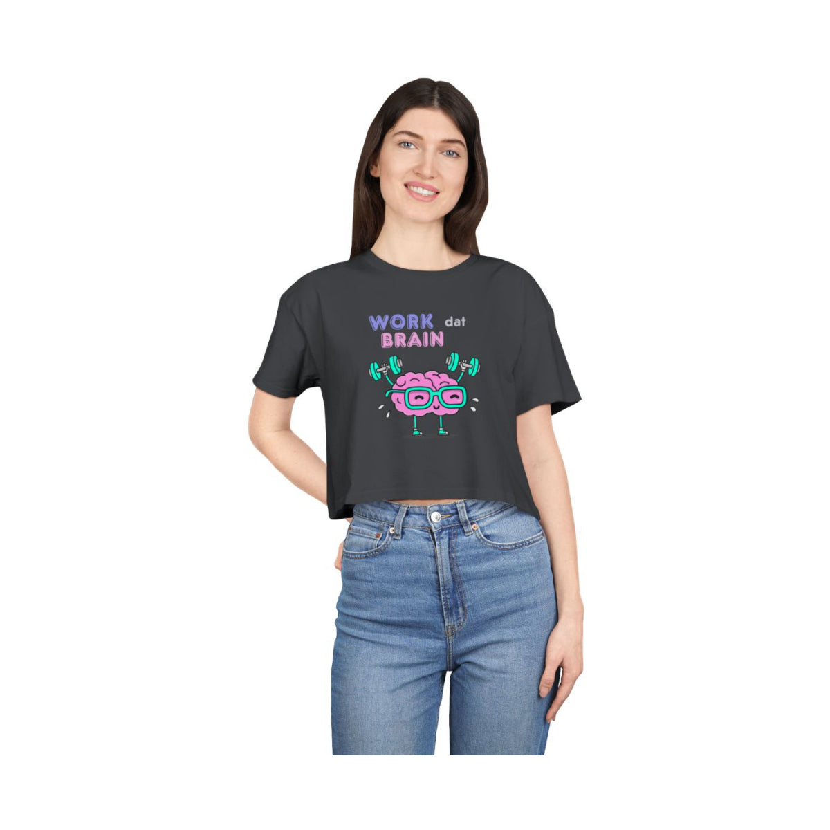 Work Dat Brain Crop Top from Chicky Tings - brain graphic tee, smart funny shirt